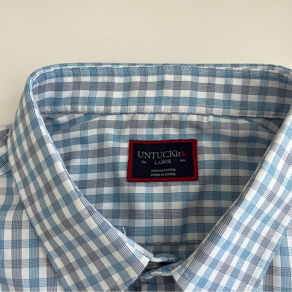UNTUCKit Men’s Duras Purple Blue‎ Plaid Long Sleeve Button Down Large - Picture 4 of 6